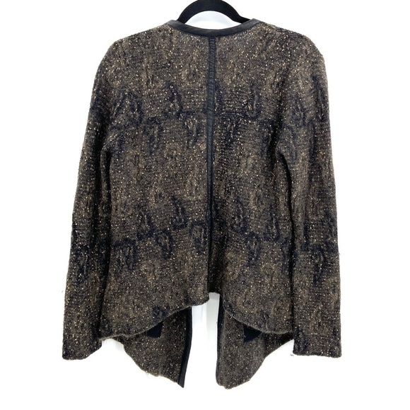 EILEEN FISHER *FLAWED* Black Gold Metallic Mohair Wool Blend Open Cardigan Small - Picture 2 of 7
